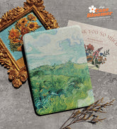 Custom Name Green Wheat Fields Oil Painting by Van Gogh iPad case, Free Personalization